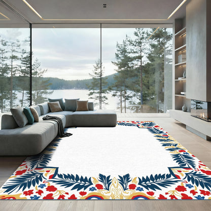 Red Blue Golden Foliage Border Rug
