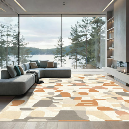 Sandy Beige Abstract Camouflage Rug