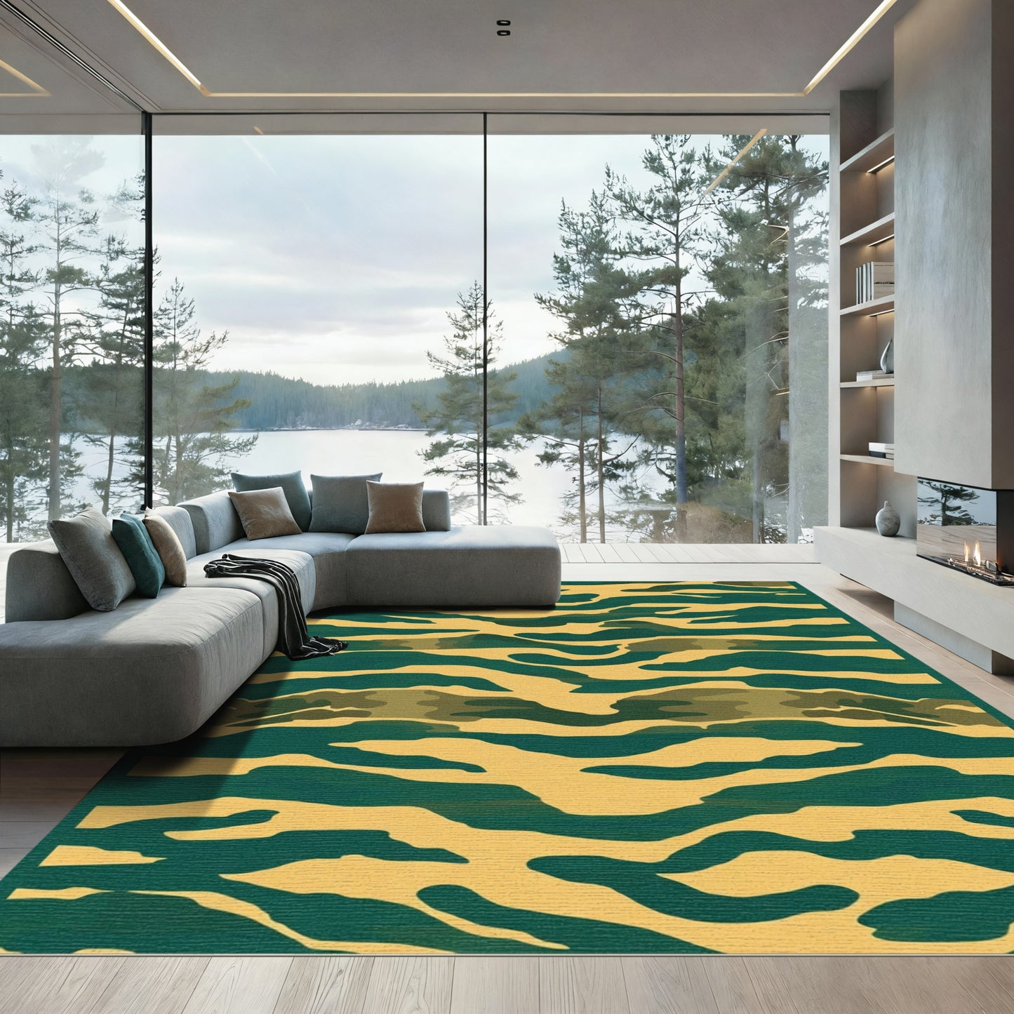 Abstract Tiger Stripe Camo Rug