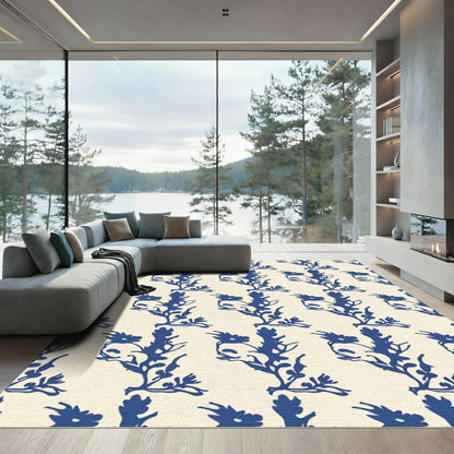 Deep Blue Botanical Garland Repeat Rug