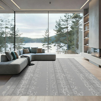 Silver Vertical Vine Scroll Rug