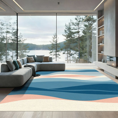 Oceanic Waves Abstract Landscape Rug