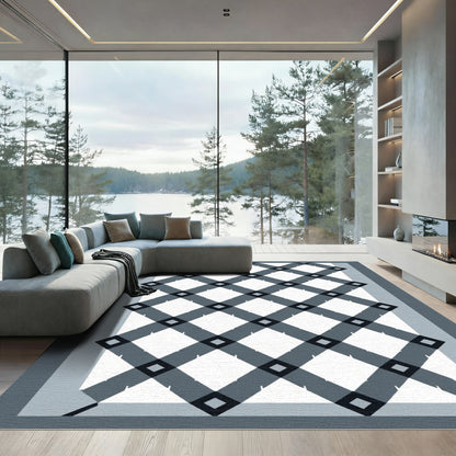 Modern Slate Diamond Lattice Rug