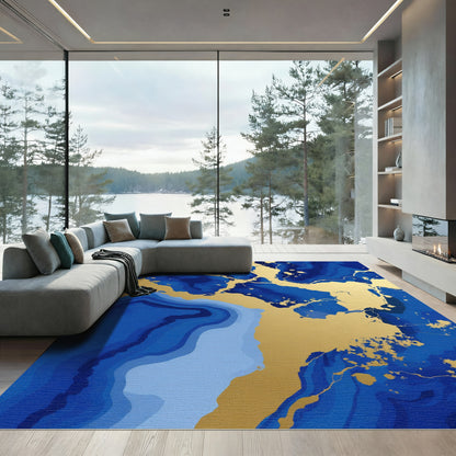 Deep Blue Gold Agate Vein Rug