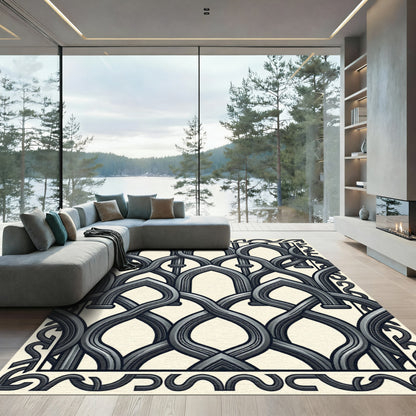Intricate Interlocking Arches Gray Rug