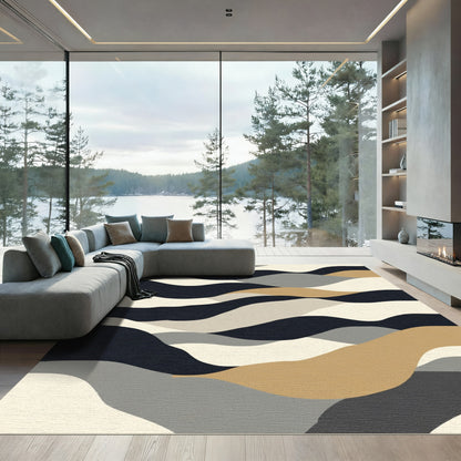 Earthy Abstract Wavy Landscape Rug