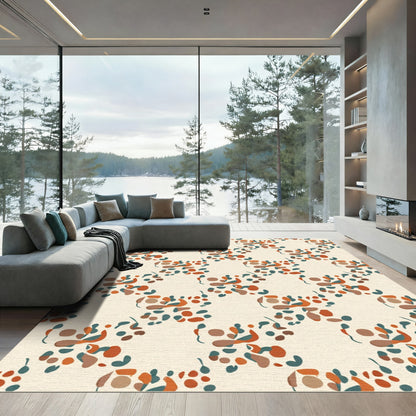 Abstract Terracotta Teal Organic Forms Rug