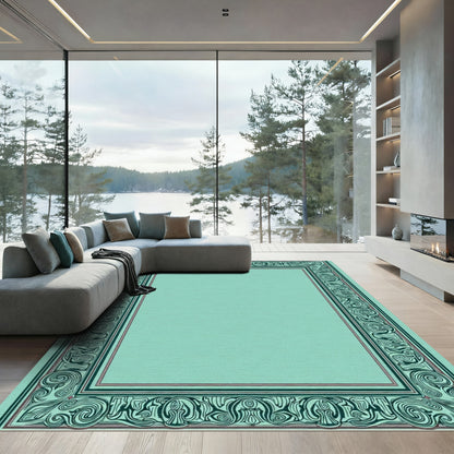 Mint Green Art Nouveau Border Rug