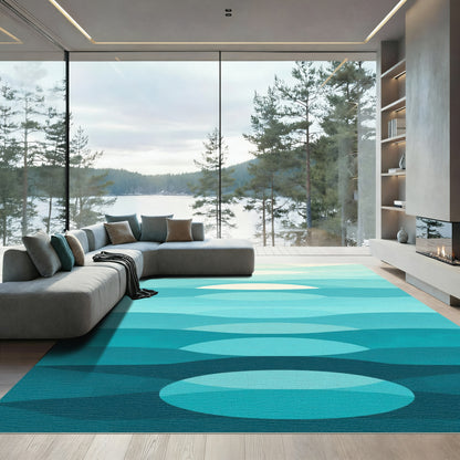 Ocean Waves Teal Gradient Rug