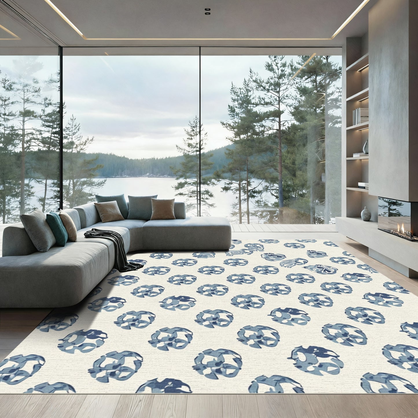 Blue Orb Repeating Abstract Rug