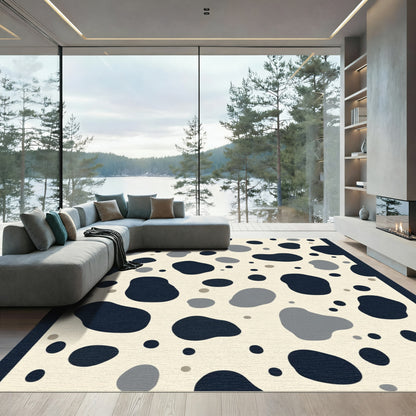 Cream and Charcoal Irregular Spots Rug