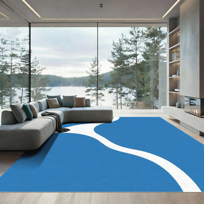 Modern Blue Abstract Organic Flow Rug