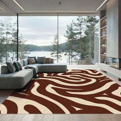 Brown Beige Swirl Abstract Rug
