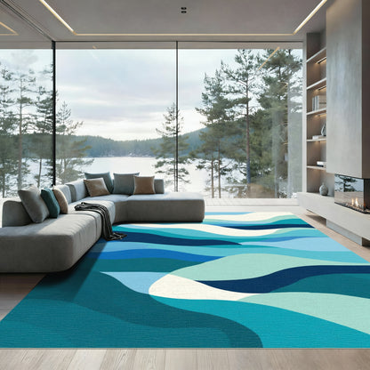 Oceanic Wave Abstract Swirl Rug