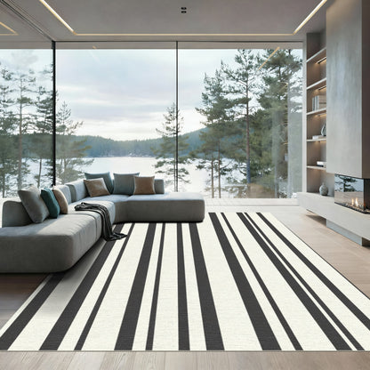 Bold Charcoal Stripe Vertical Lines Rug