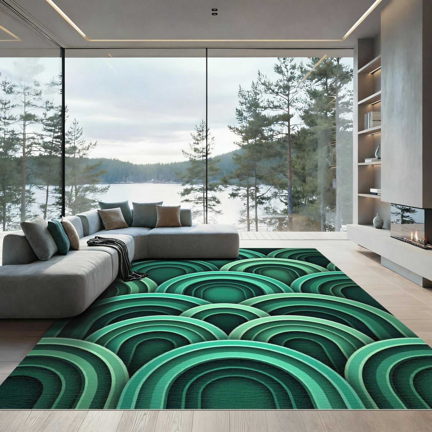 Rich Emerald Gradient Archway Rug