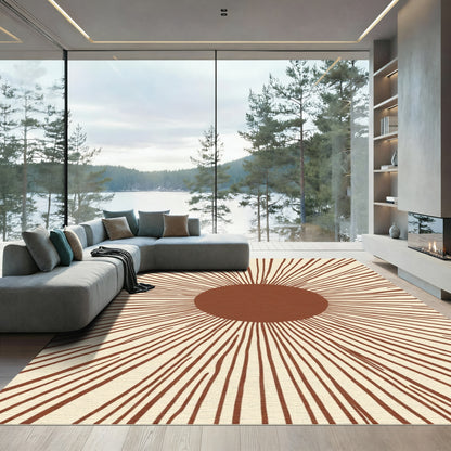 Terracotta Sunburst Rays Rug