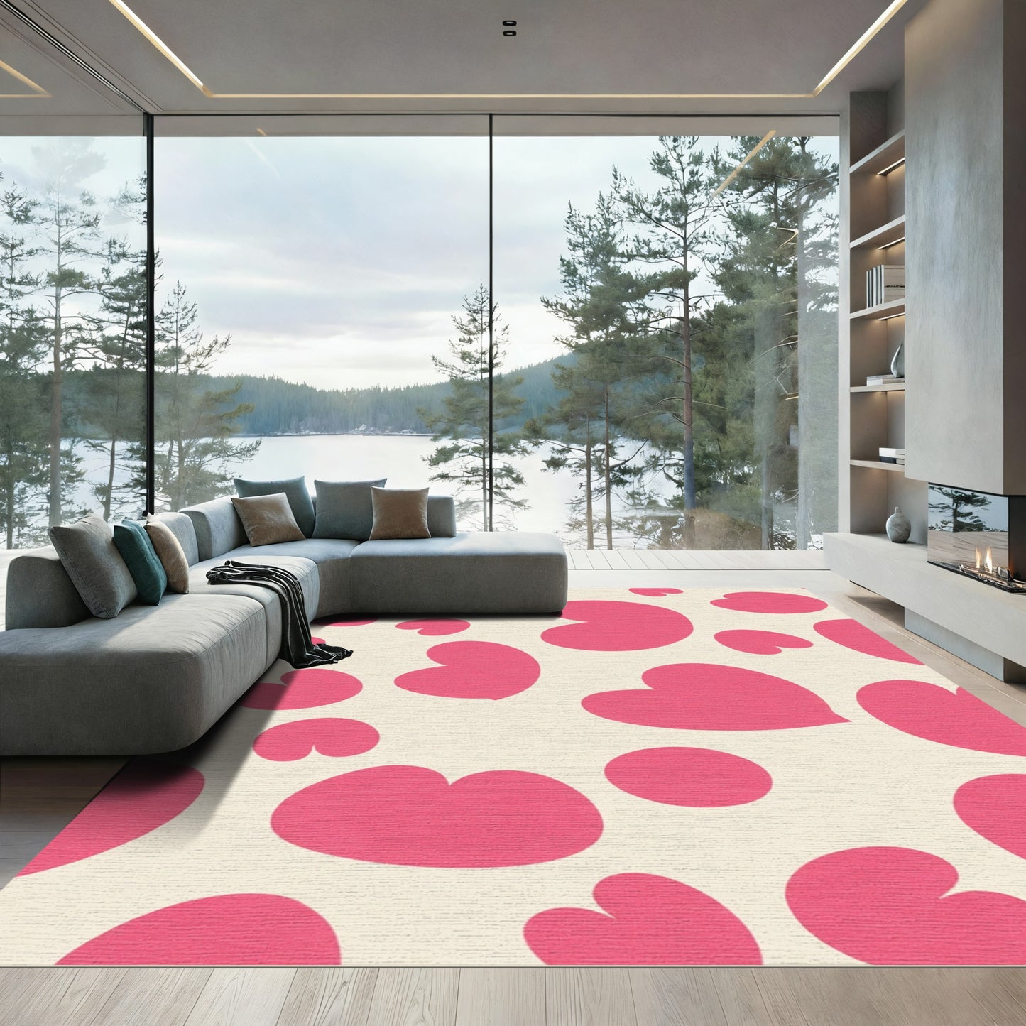 Crimson Heart Polka Dot Field Rug