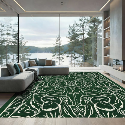 Dark Forest Abstract Swirls Rug