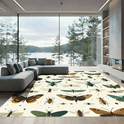Earthy Butterfly Moths Insects Scatter Rug
