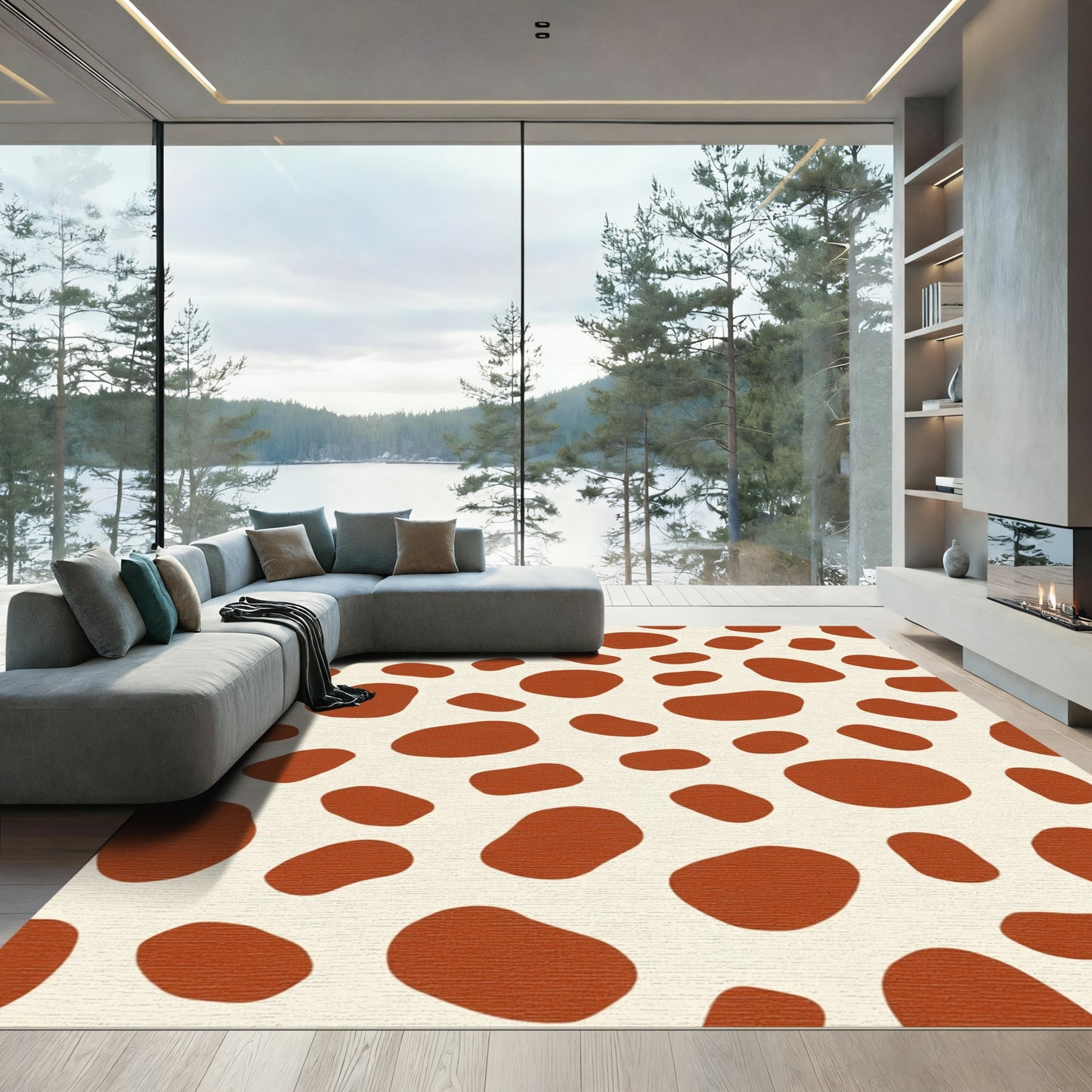 Brown Spotty Ochre Pattern Rug