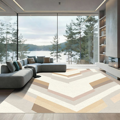 Neutral Geometric Chevron Angle Rug