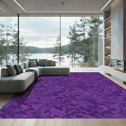 Deep Purple Swirling Abstract Rug