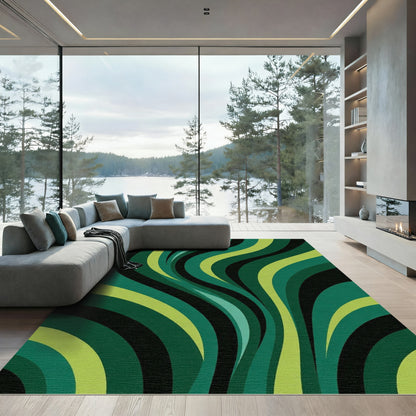 Emerald Green Abstract Swirl Rug