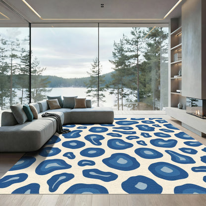 Midnight Blue Abstract Spot Rug
