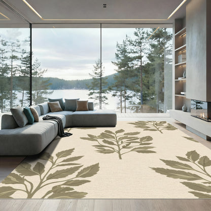 Earthy Green Branch Repeat Rug