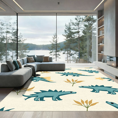 Blue Stegosaurus With Autumn Foliage Rug