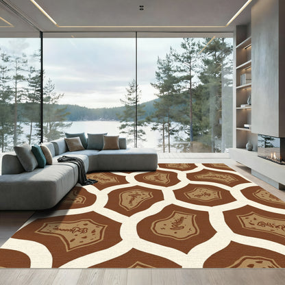 Organic Brown and Cream Abstract Shape Rug