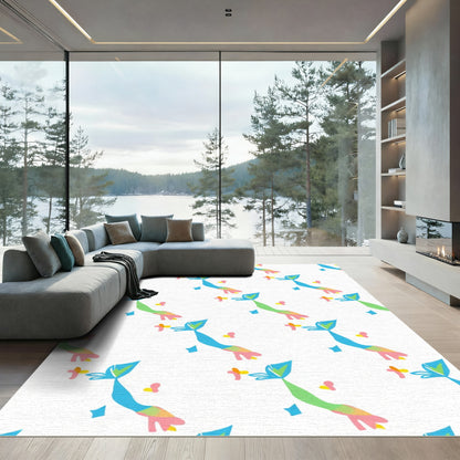Whimsical Aqua Pink Teal Whale Tail Rug