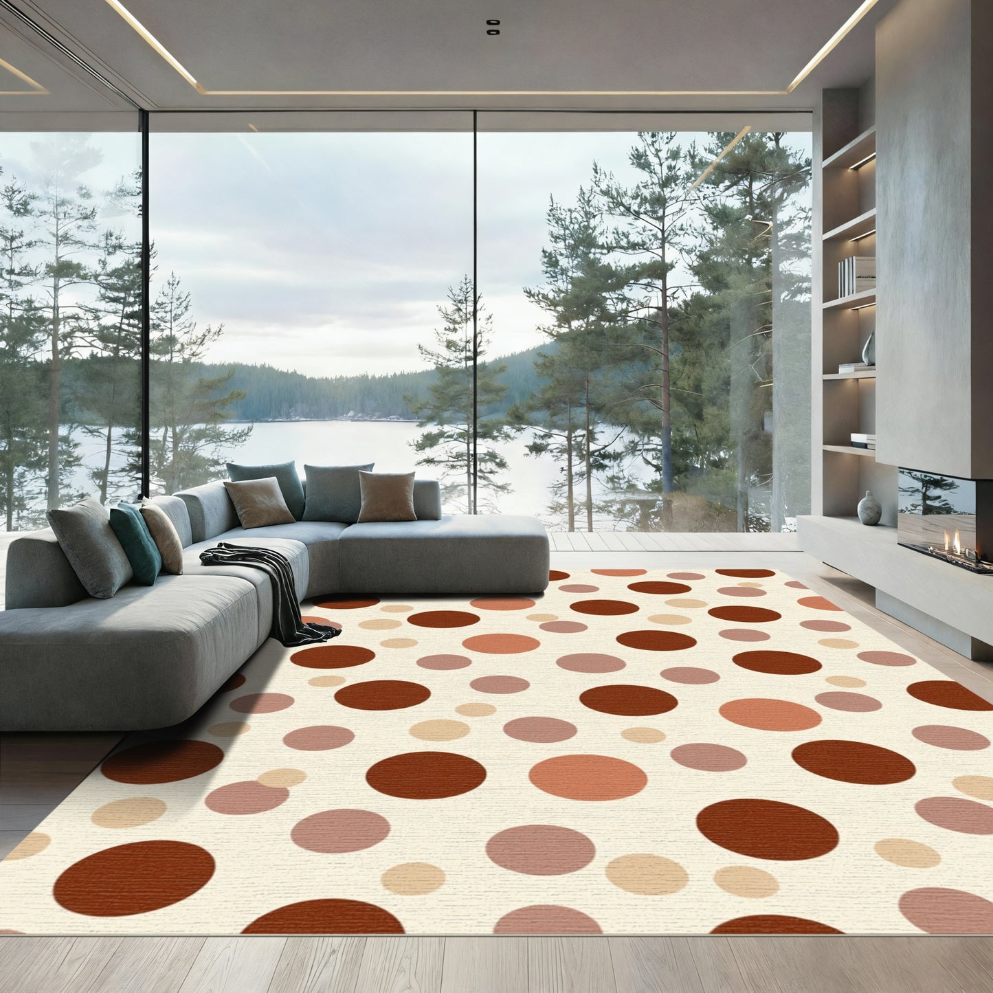 Earth Tones Scattered Dot Rug