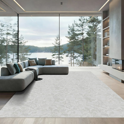 Subtle Gray Floral Swirl Repeats Rug