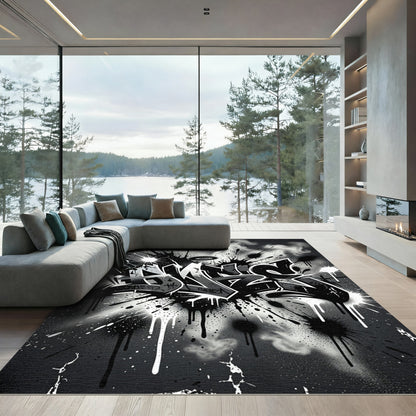 Urban Graffiti Splatter Art Rug