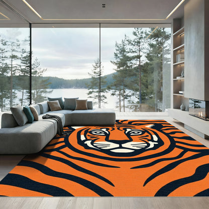 Bold Orange Tiger Face Stripes Rug