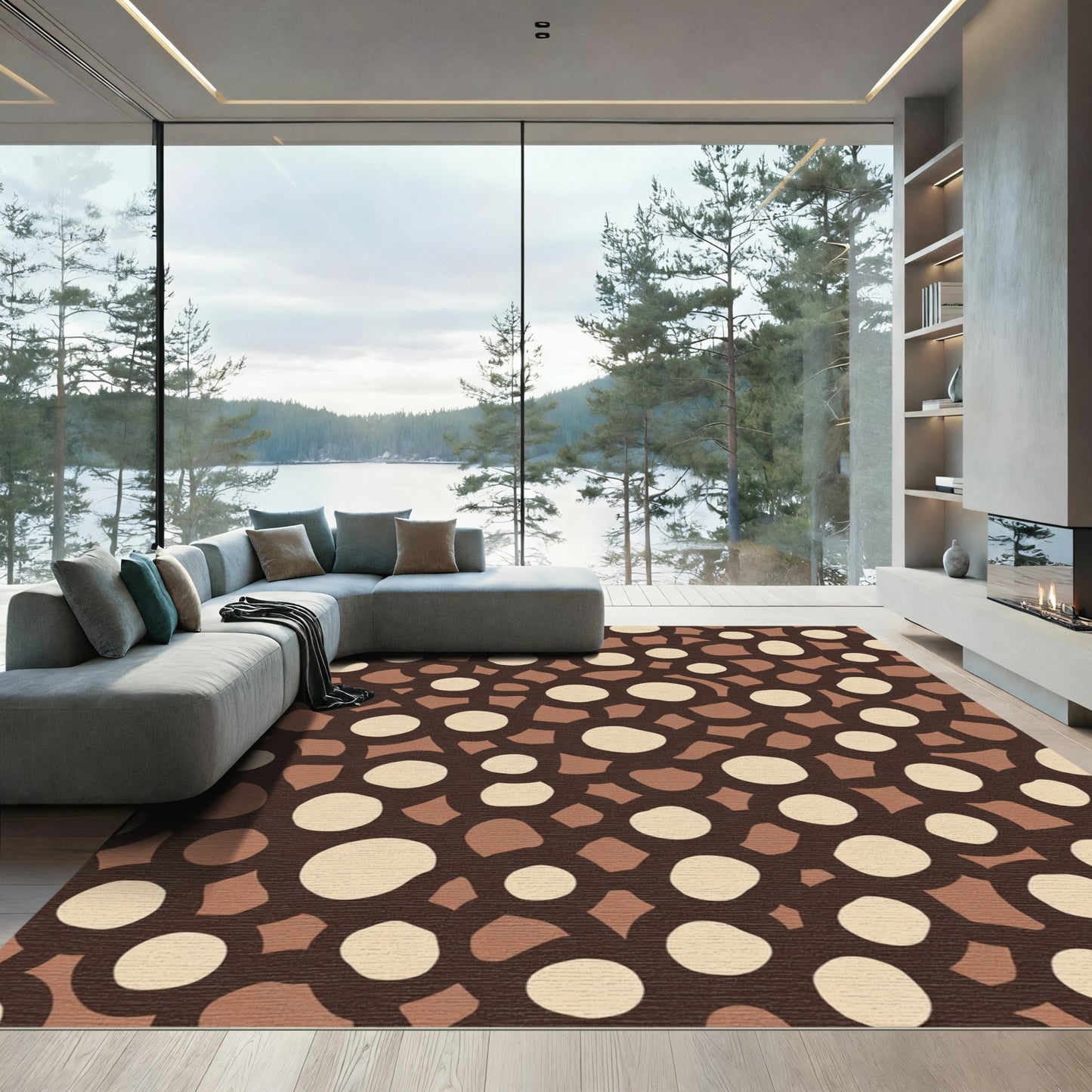 Earthy Circles Cluster Composition Rug