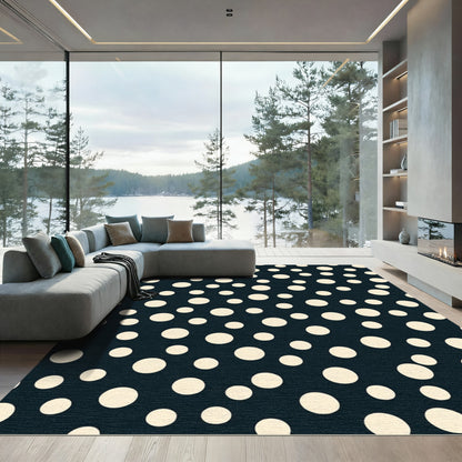 Dark Cream Polka Dot Scatter Rug