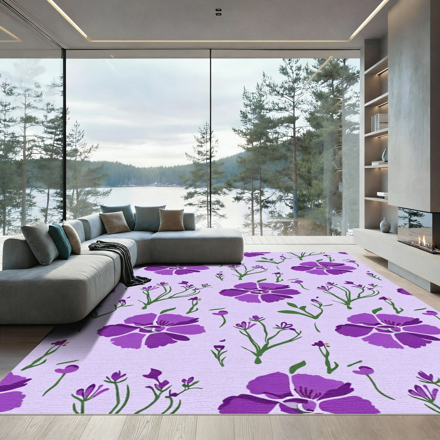 Purple Lavender Garden Meadow Rug