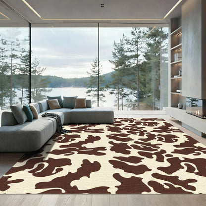 Brown Cream Abstract Animal Hide Rug