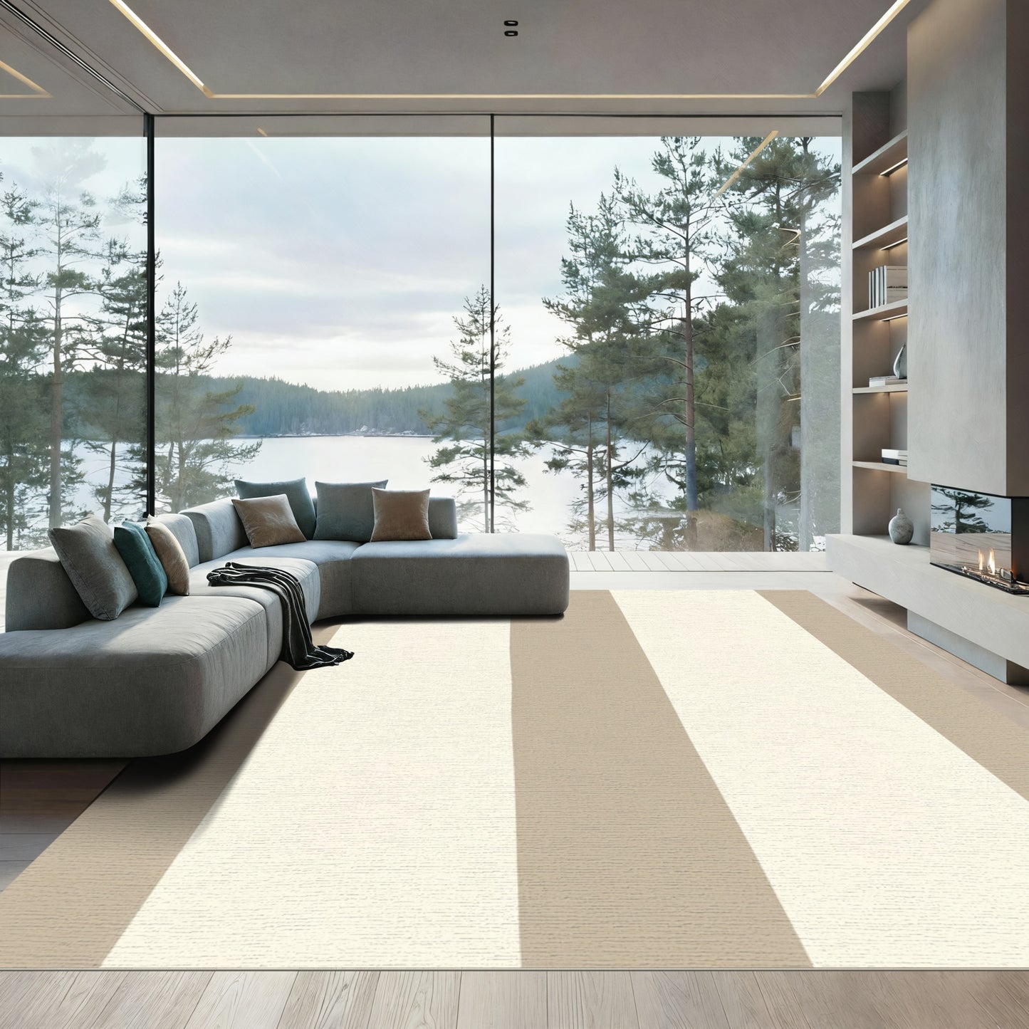 Tuscan Beige Cream Stripe Rug