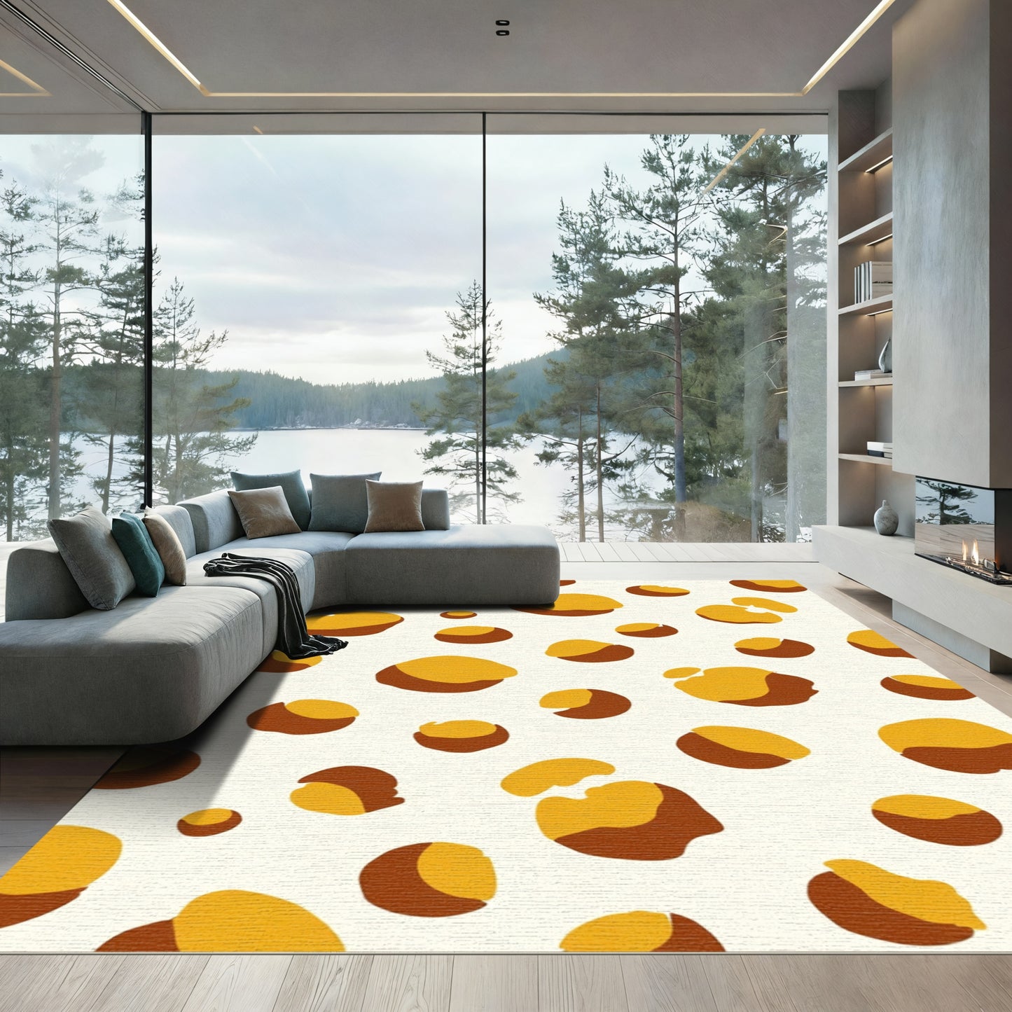 Orange Brown Polka Dot Accent Rug