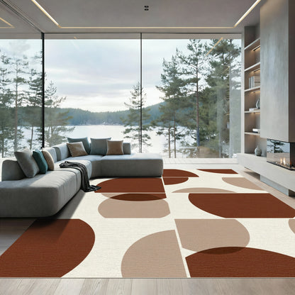 Warm Brown Circle Composition Art Rug