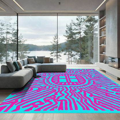 Bold Magenta Sunburst Maze Rug