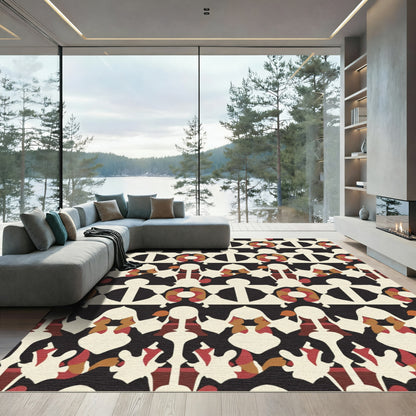 Retro Black Cream Geometric Arch Rug