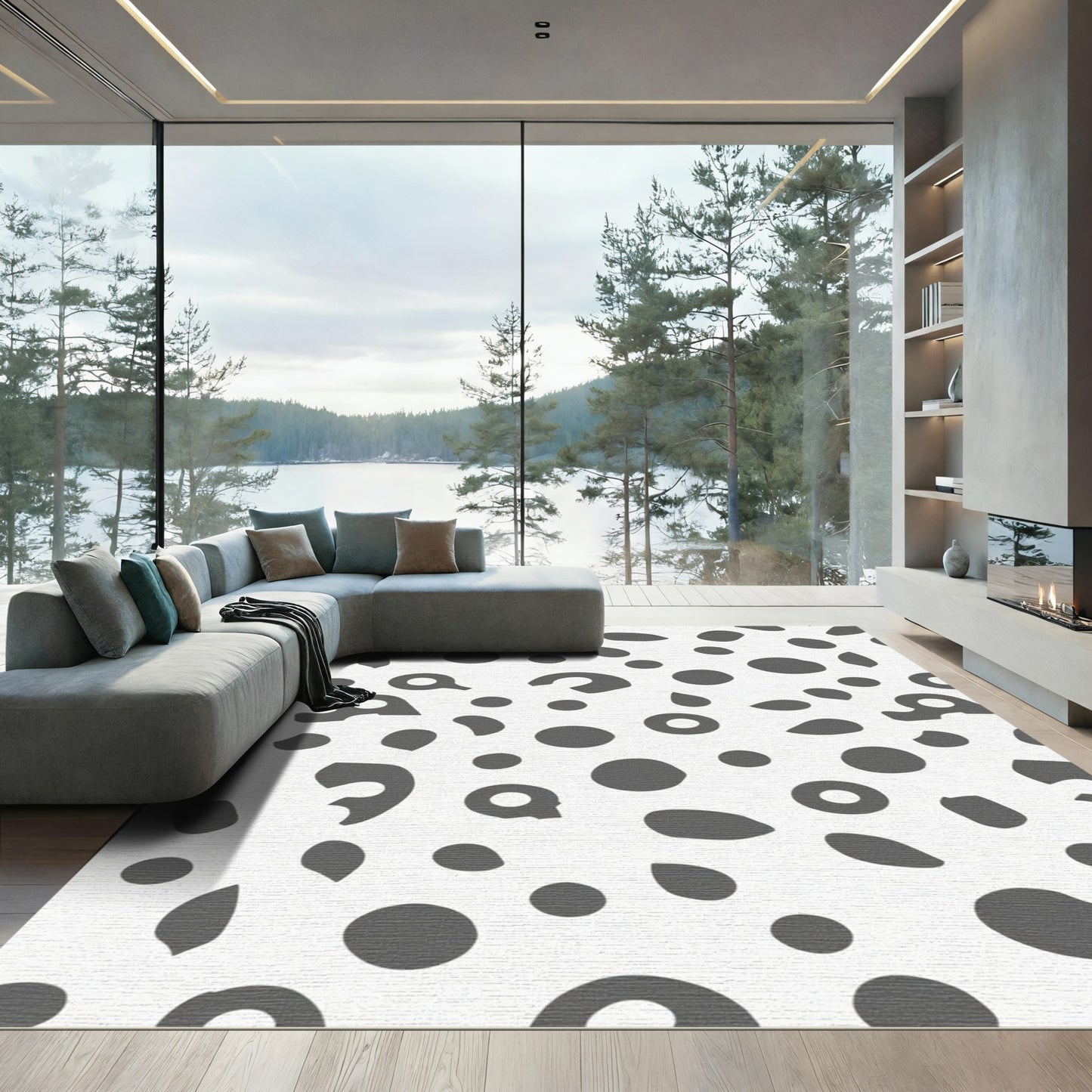 Monochromatic Dalmatian Spots Abstraction Rug