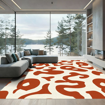 Rust Organic Blob Composition Rug