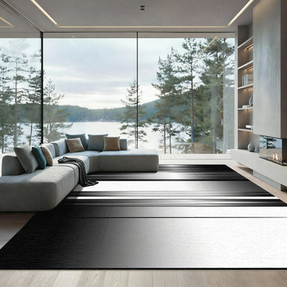 Modern Gray Ombre Striped Rug
