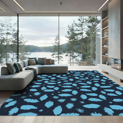 Sky Blue Abstract Botanical Scatter Rug